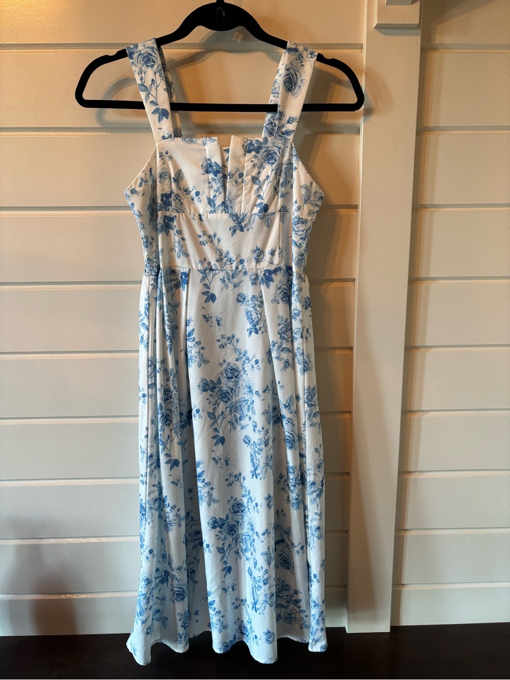Girls size 12 Blue & White Floral Maxi Sundress ankle length - Sleeveless